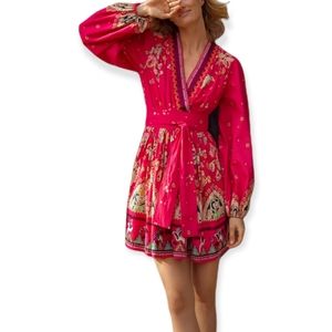 Anthropologie Pink Embroidery Floral Mini Dress